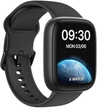 Relógio Smartwatch X-Watch Preto Esportivo Inteligente Pulseira de Silicone Á Prova d'água XSWUQPI010A