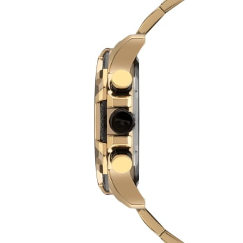 Relógio Technos Carbon Masculino Dourado Visor preto com cronógrafo calendário maquinário japonês aço inoxidável á Prova d'água JS25BCX/1P