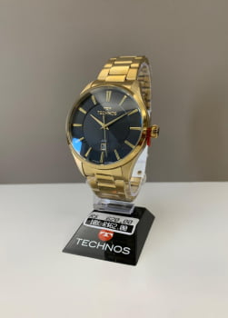 Relógio Technos Executive Masculino Dourado Mostrador Preto Calendário Maquinário Japonês Aço Inoxidável Á Prova d'água 2115TXS/1P