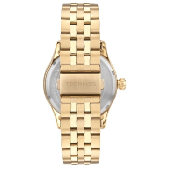 Relógio Technos Executive Masculino Dourado Visor Champagne Texturizado com Calendário Maquinário Japonês Aço Inoxidável  á Prova d'água 2115UAV/1X