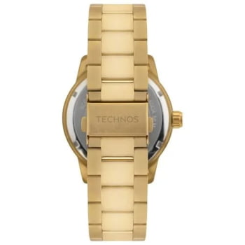 Relógio Technos Golf Masculino Dourado Visor Preto com Calendário Maquinário Japonês Aço Inoxidável á Prova d'água 2115UBF/1P
