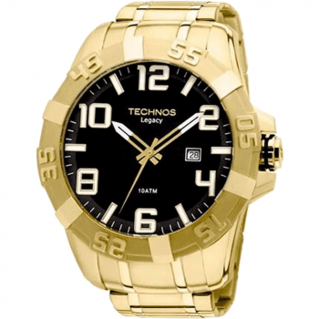 Relógio Technos Legacy Masculino Dourado Aço Inox Calendário Catraca Giratória 2315ABA/4P