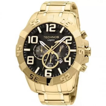 Relógio Technos Legacy masculino Dourado cronógrafo aço inox á prova d´ água OS20IMS/4P