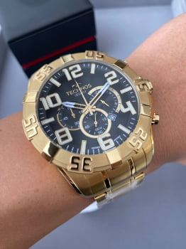 Relógio Technos Legacy masculino Dourado cronógrafo aço inox á prova d´ água OS20IMS/4P