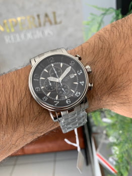 Relógio Technos Masculino Cronógrafo Prata com Calendário á Prova D'água 0S10CS/1M