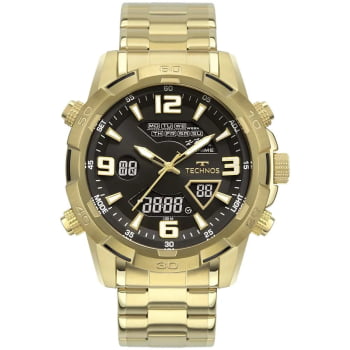 Relógio Technos Masculino Dourado Digital e Analógico em Aço Inoxidável Á Prova d'água W23305AB/1P