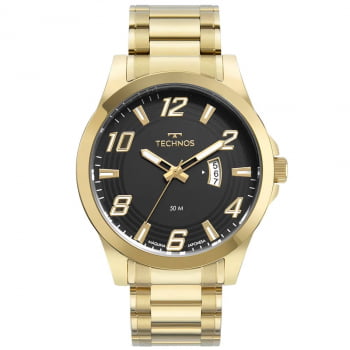 Relógio Technos Masculino Dourado Aço Inox Calendário  2115MXZ/1P