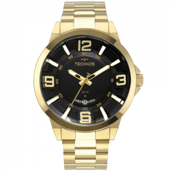 Relógio Technos Masculino Dourado Aço Inox Calendário a prova d'água 2117LBO/4P