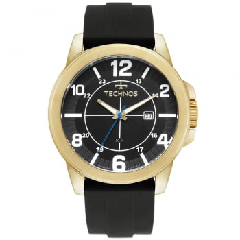 Relógio Technos Masculino Dourado Aço Inox Silicone Calendário 2115NAI