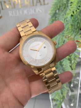 Relógio Technos Masculino Dourado com Calendário Aço inox a prova d´água 2117LBRS/4K