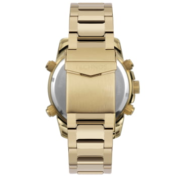 Relógio Technos Masculino Dourado Display Duplo com Taquímetro Maquinário Japonês Aço Inoxidável á Prova D'água BJ4060AB/1P