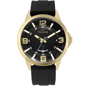 Relógio Technos Masculino Dourado Aço Inox Silicone com Calendário 2117LDQ/2P