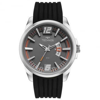 Relógio Technos Masculino Prata Aço Inox Silicone Calendário - 2117LCTS/2C