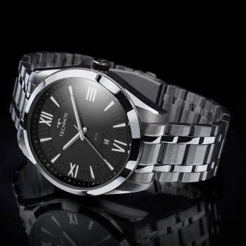 Relógio Technos Masculino Prata com Calendário Steel Aço inox 2115MXMS/1P