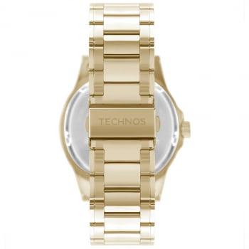 Relógio Technos Racer Dourado Masculino Mostrador Azul com Calendário Maquinário Japonês Aço Inoxidável Á  Prova d'água 2115MZV/1A