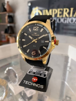 Relógio Technos Masculino Racer Calendário Silicone Dourado  2117LDHS/1X