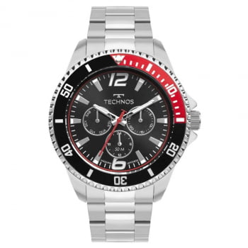 Relógio Technos Masculino Racer Prata Cronógrafo Aço Inoxidável á Prova D'água 6P29ALE/1P