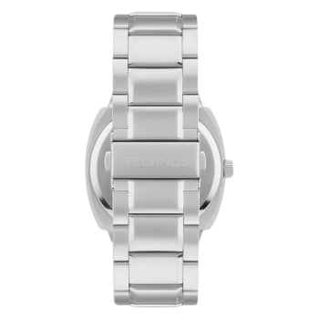 Relógio Technos Masculino Skymaster Prateado Visor Preto com Calendário Maquinário Japonês Aço Inoxidável Á Prova d'água 2315LBI/1P