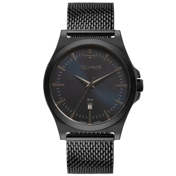 Relógio Technos Masculino Steel Grafite Pulseira Milanesa com Calendário Á Prova d'água 2115NCDS/1F 