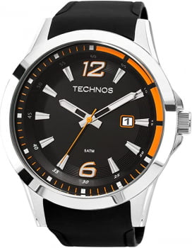 Relógio Technos Prateado Masculino com Pulseira de Silicone Calendário á prova d´água  2115KQB/8L
