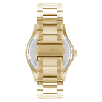 Relógio Technos Racer Masculino Dourado Visor Preto com Calendário Maquinário Japonês Aço Inoxidável  á Prova d'água 2115UAH/1P
