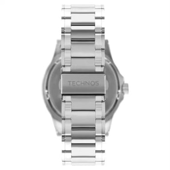 Relógio Technos Racer Masculino Prata Visor Preto com Detalhes Vermelho e Calendário Maquinário Japonês Aço Inoxidável á Prova d'água 2115MOLS/1P