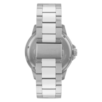 Relógio Technos Racer Masculino Prateado Visor Preto com Calendário Maquinário Japonês Aço Inoxidável  á Prova d'água 2115UAK/1Y