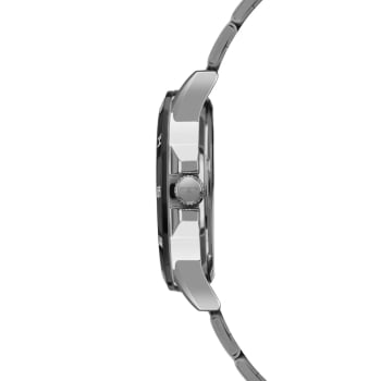 Relógio Technos Racer Masculino Prateado Visor Preto com Calendário Maquinário Japonês Aço Inoxidável  á Prova d'água 2315LBO/1P
