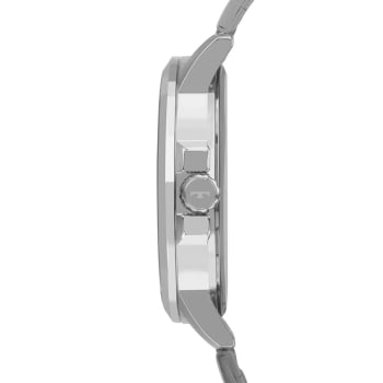 Relógio Technos Racer Masculino Prateado Visor Verde com Calendário Maquinário Japonês Aço Inoxidável á Prova d'água 2315LBA/1V