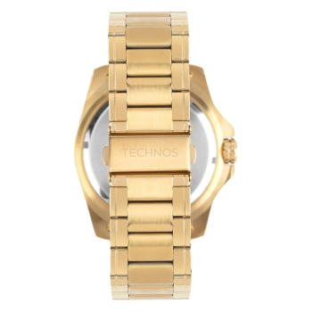 Relógio Technos Racer Premium Masculino Dourado Visor Preto com Calendário e Taquímetro Maquinário Japonês Aço Inoxidável Á Prova d'água 2117LFU/1P