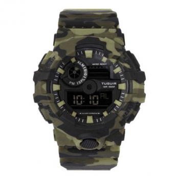 Relógio Tuguir  Masculino Esportivo Digital Camuflado Verde TG127