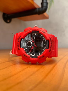 Relógio Weide Masculino Esportivo Digital Display Duplo Vermelho WA3J8003