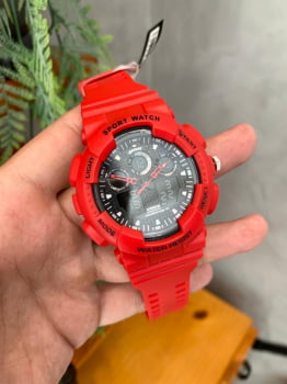 Relógio Weide Masculino Esportivo Digital Display Duplo Vermelho WA3J8003