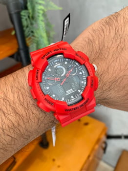 Relógio Weide Masculino Esportivo Digital Display Duplo Vermelho WA3J8003