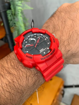 Relógio Weide Masculino Esportivo Digital Display Duplo Vermelho WA3J8003