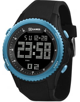 Relógio X-Games Masculino Esportivo Digital Preto Azul com calendário XMPPD612