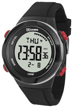 Relógio X-Games masculino digital caixa preta com calendário A prova d'água XMPPD506