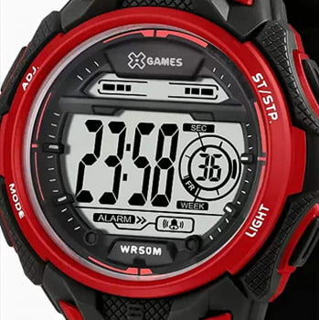 Relógio X-Games Masculino Esportivo Digital Vermelho Preto XMPPD568