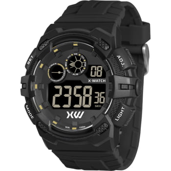 Relógio X-Watch Masculino Digital  Esportivo Preto caixa em Policarbonato Á Prova d'água XMPPD739