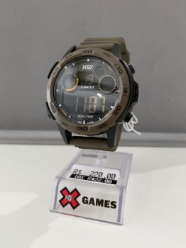 Relógio X-Watch Masculino Digital Verde Camuflado em Poliuretano Esportivo com Detalhes pretos a Prova d'água XMPPD719