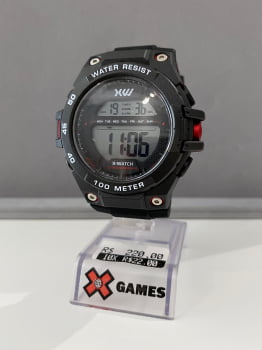Relógio X-Watch Masculino Digital Preto em Poliuretano Esportivo com Detalhes vermelho a Prova d'água XMPPD756