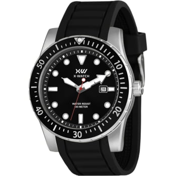 Relógio X-Watch Masculino Prateado Visor Preto com Calendário Pulseira em Silicone á Prova D'água XMSP1016