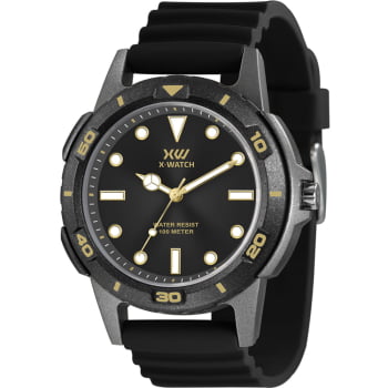 Relógio X-Watch Masculino Preto e Grafite Pulseira em Silicone á Prova D'água XMPP0058 Relógio X-Watch Masculino Preto e Grafite Pulseira em Silicone á Prova D'água XMPP0058