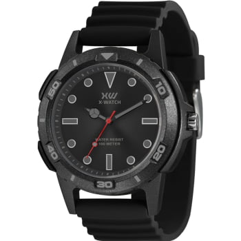 Relógio X-Watch Masculino Preto  Pulseira em Silicone á Prova D'água XMPP0060