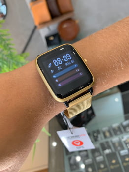 Relógio Smartwatch Mormaii Life GPS Dourado Milanesa Digital á Prova D'água MOLIFEGAF/7D