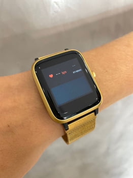 Relógio SmartWatch Mormaii Life dourado Esportivo Pulseira Milanesa a prova d´água MOLIFEAM/7D